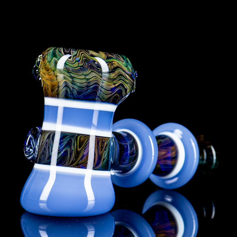 Color Worked Dry-Hammer (Blue/White Encalmo w Marias) by Tagle Glass - Smoke ATX