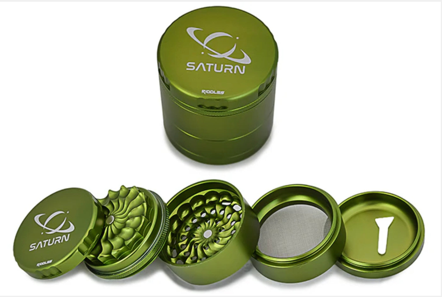 63mm 5pc Saturn Grinder Mill by Riddles - Smoke ATX 