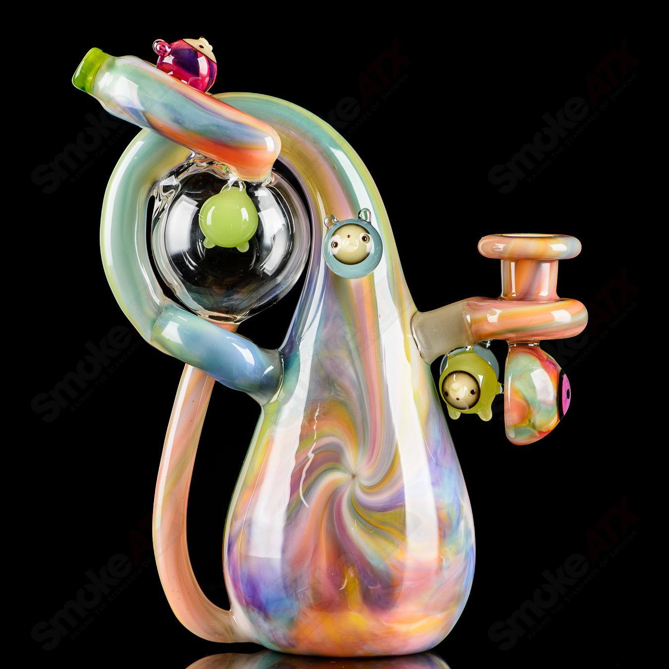 UV Tie Dye Chapie Infinity Bottle Recycler by Earl Jr. x Aquariust Glass - Smoke ATX