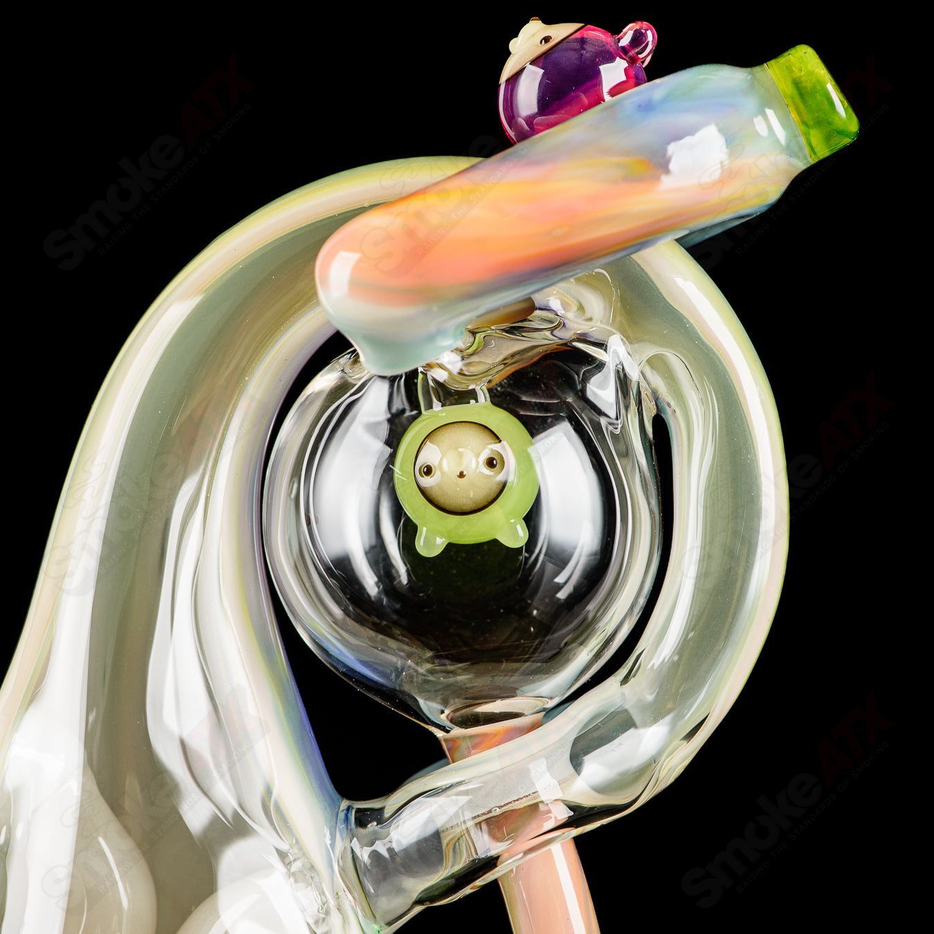 UV Tie Dye Chapie Infinity Bottle Recycler by Earl Jr. x Aquariust Glass - Smoke ATX