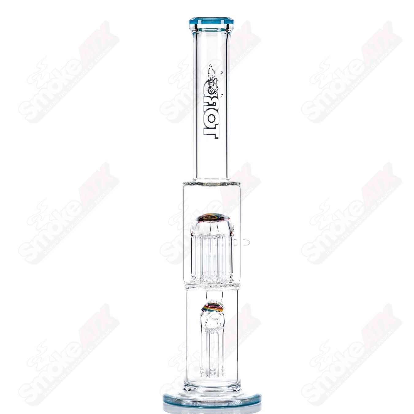 #1 18mm 7/13 Arm Perc w Worked Sections Toro Glass - Smoke ATX
