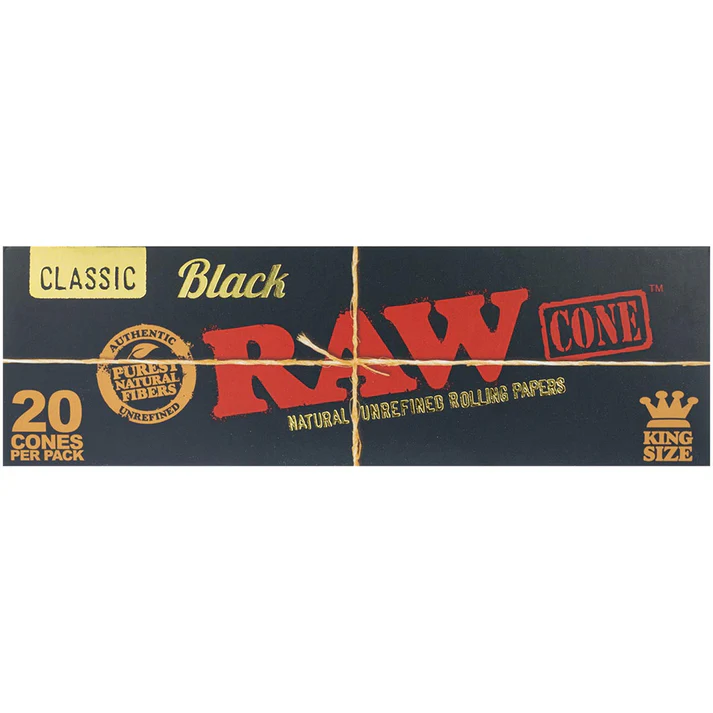20pk RAW Black Cones King Size