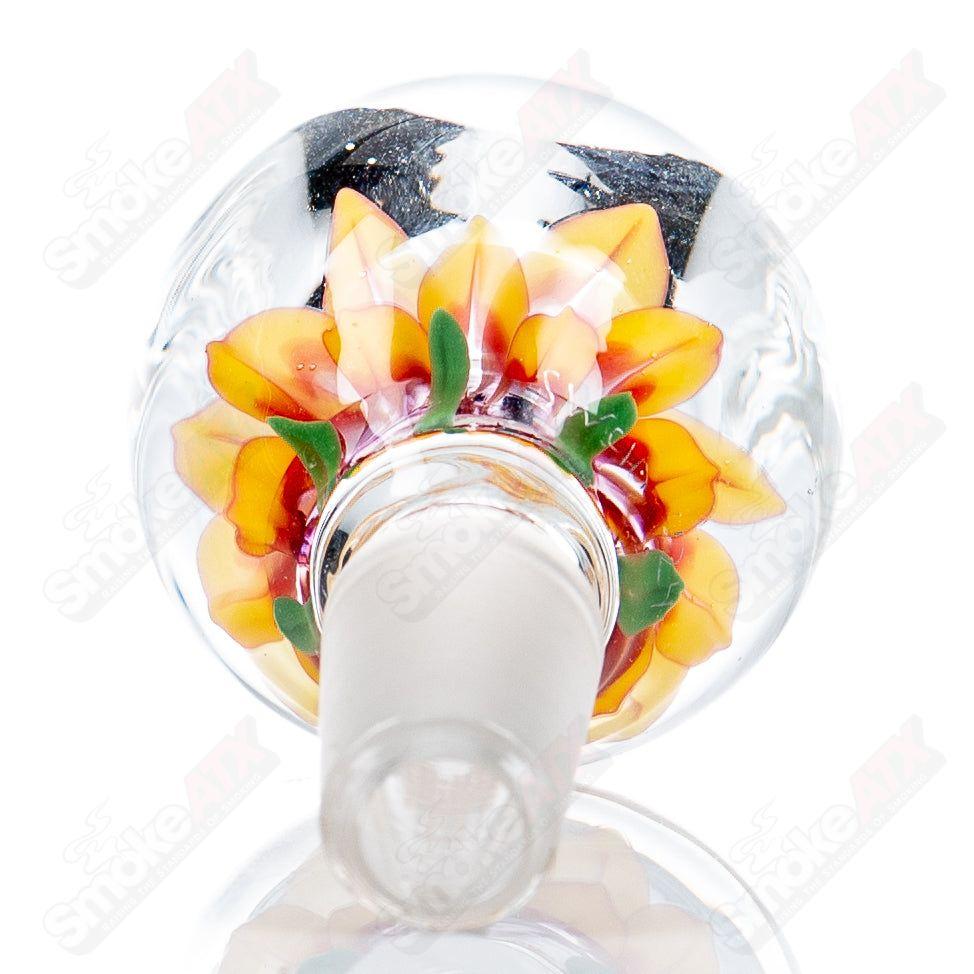 #4 14mm Flower Marble Bowl by Swan Glass - Smoke ATX