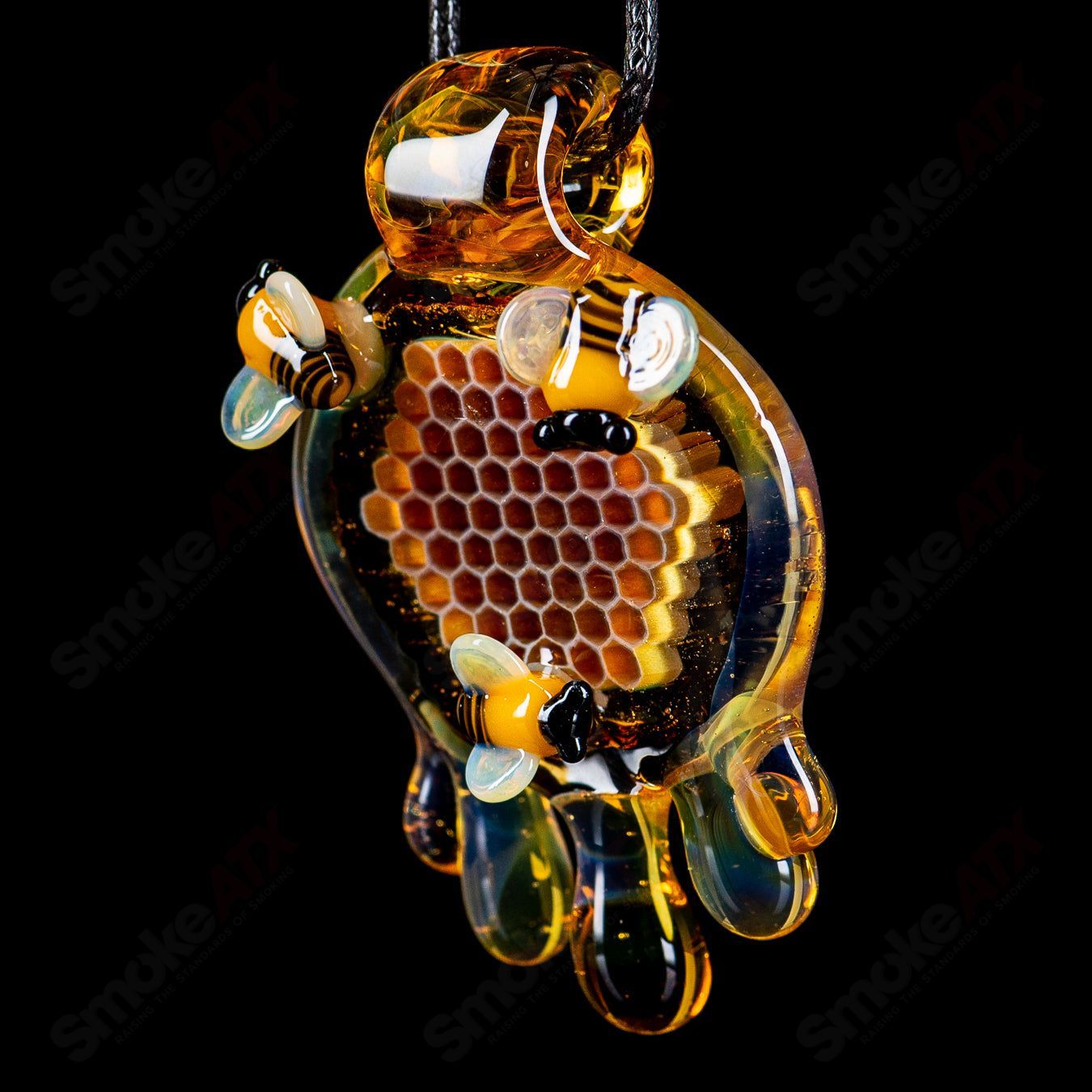 Large Honeycomb Drip Pendant by Joe P Glass - Smoke ATX