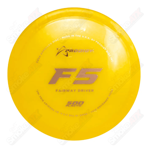 170-176g Yellow F5 Fairway Driver Disc - 500 Plastic Prodigy Disc - Smoke ATX 