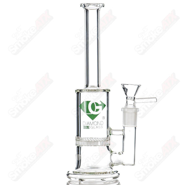 8" Green DG Logo Honeycomb Rig Diamond Glass - Smoke ATX