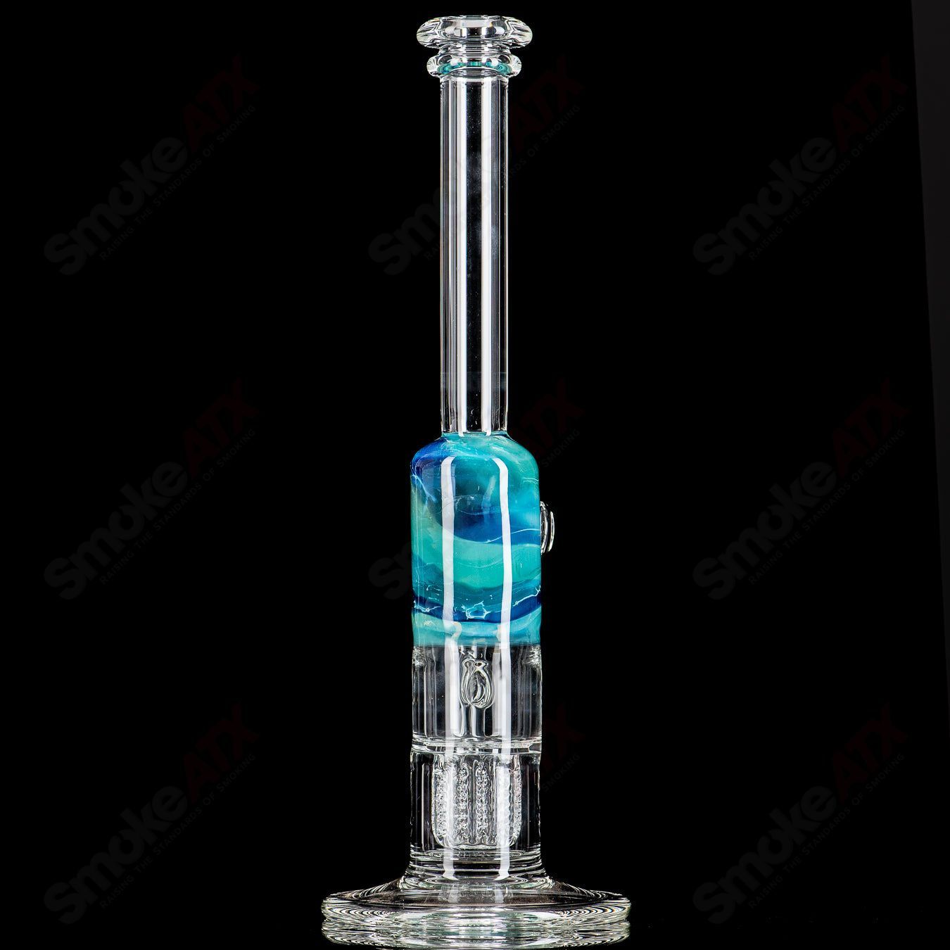 14" Turquoise/Blue Fade Apolocoline Straight Tube w/14m Bowl by Dirty Rico Glass x Nobody Glass
