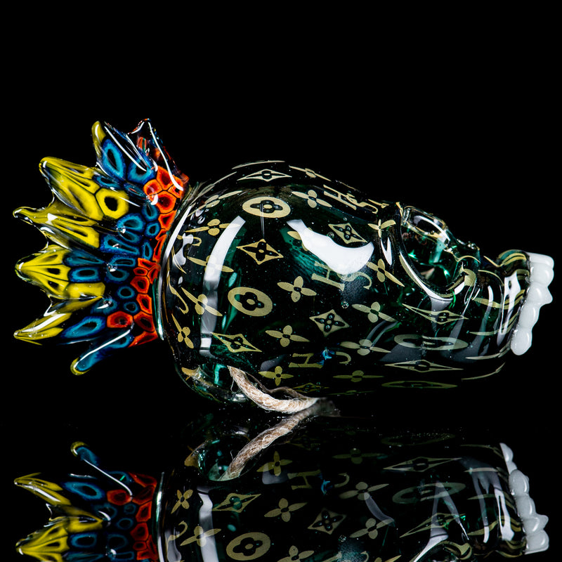 Mohawk Milli Skull Pendant w/ Print by CapnCrunk x Kinda Glass - Smoke ATX