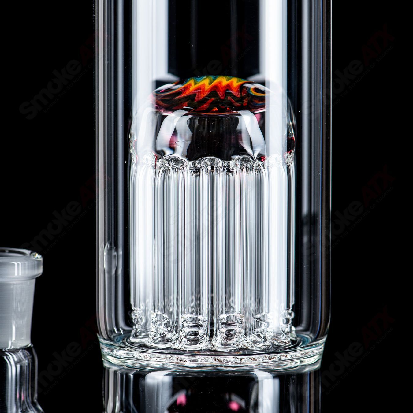 #1 18mm 7/13 Arm Perc w Worked Sections Toro Glass - Smoke ATX