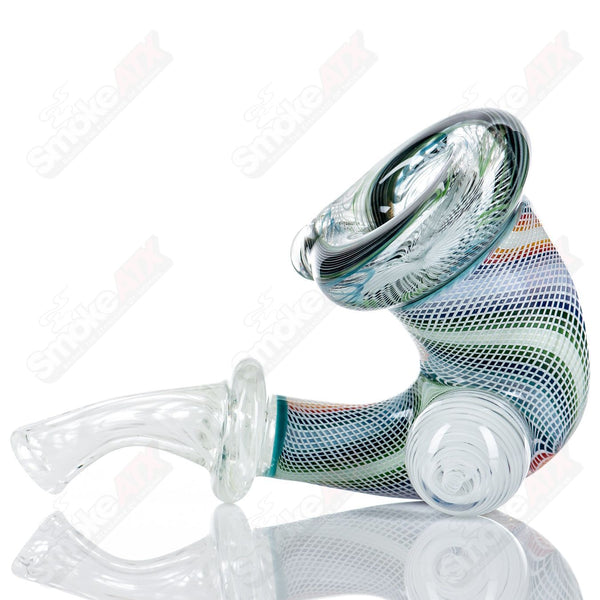 Latticino Wig-Wag Sherlock - by Future Glass (Prep) x JMass Glass - Smoke ATX