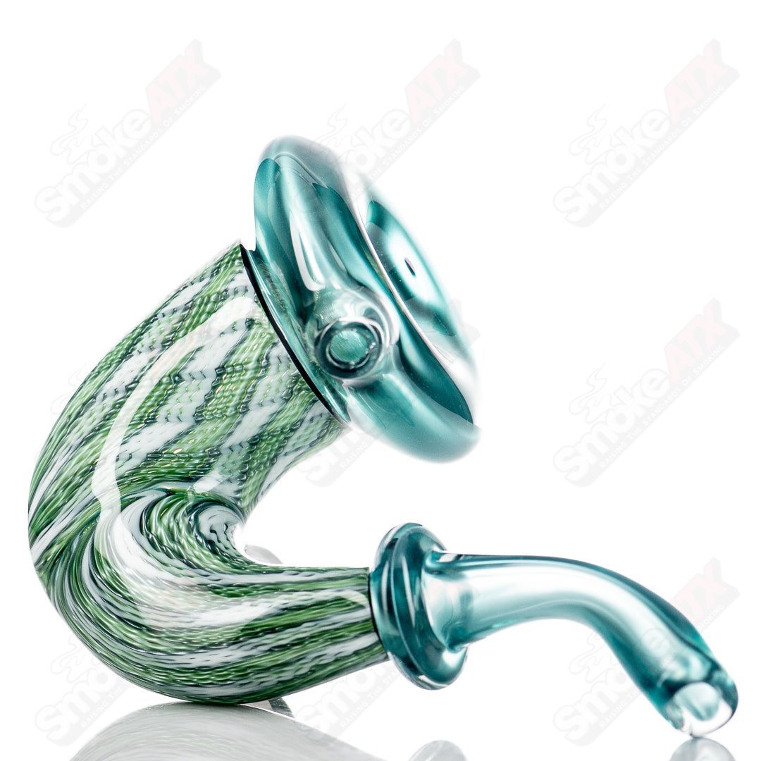 JMass Sherlock glass pipe from Neptunium Sherlock Collab, featuring a clear glass design with intricate details.