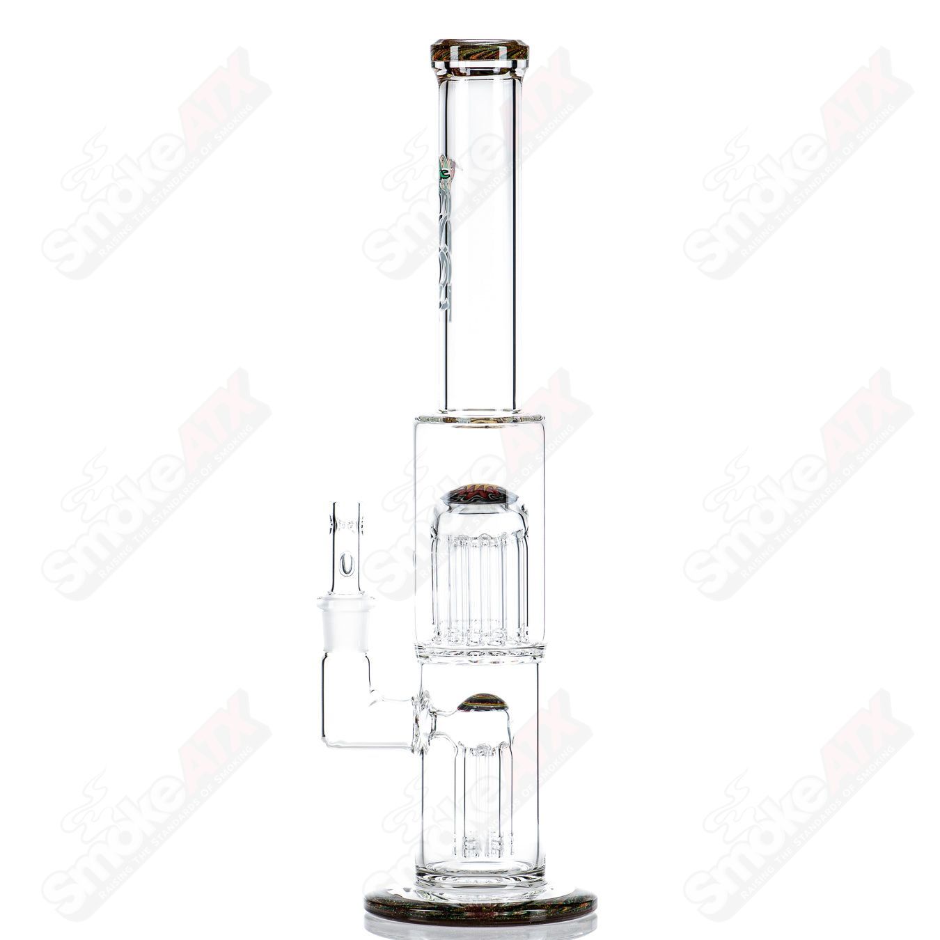 #2 18mm 7/13 Arm Perc w Worked Sections Toro Glass - Smoke ATX