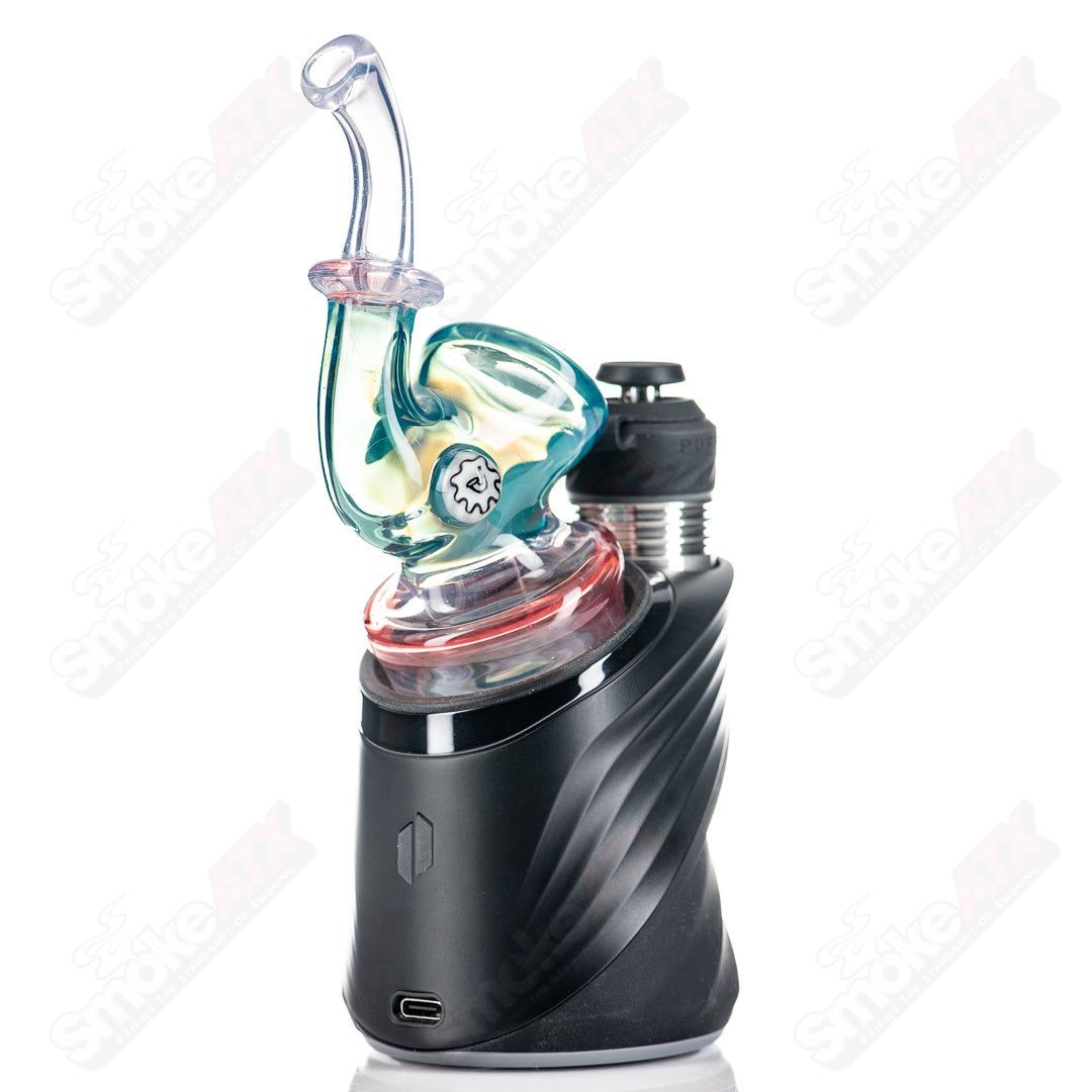 Meta Sherlock Puffco Dry Top by JMass, a clear glass Puffco top with intricate Sherlock Holmes design for vaporizer attachment.