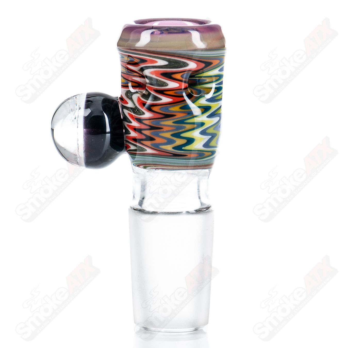 18mm Slide 5-Hole (Wig Wag w Dichro Flower Mib) by Black Tuna - Smoke ATX 