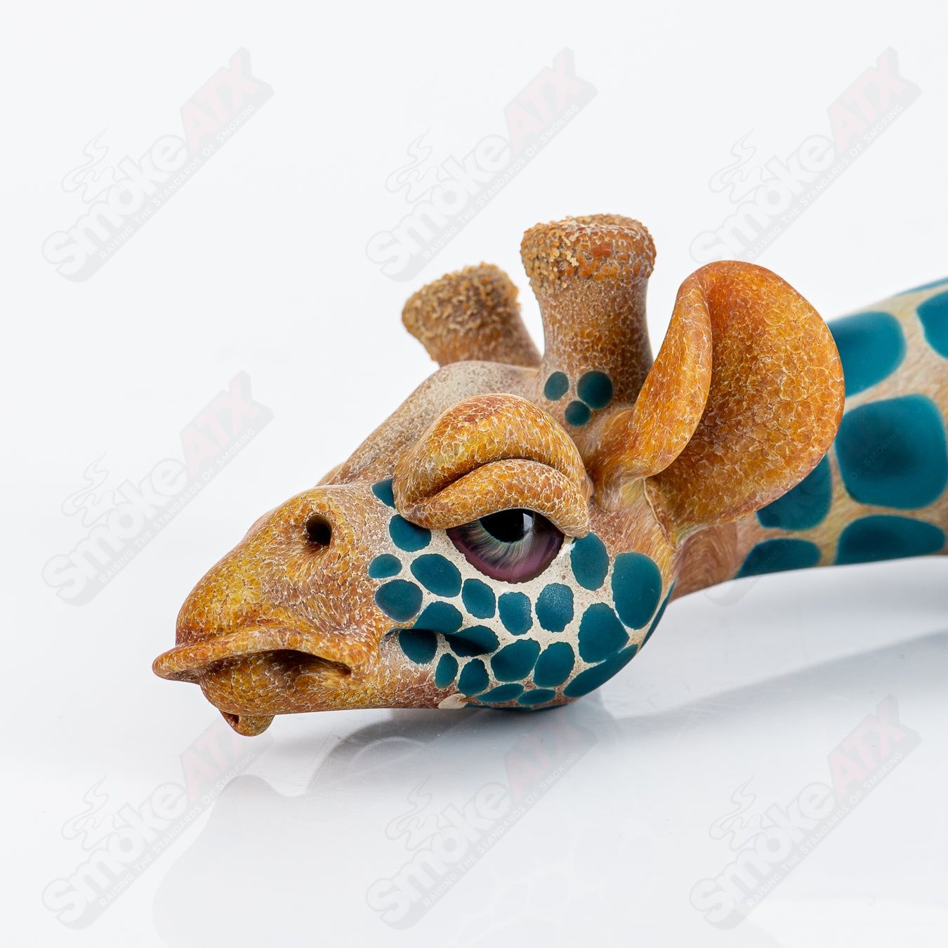 Bent Neck Giraffe Puffco Top by Robertson Glass - Smoke ATX 