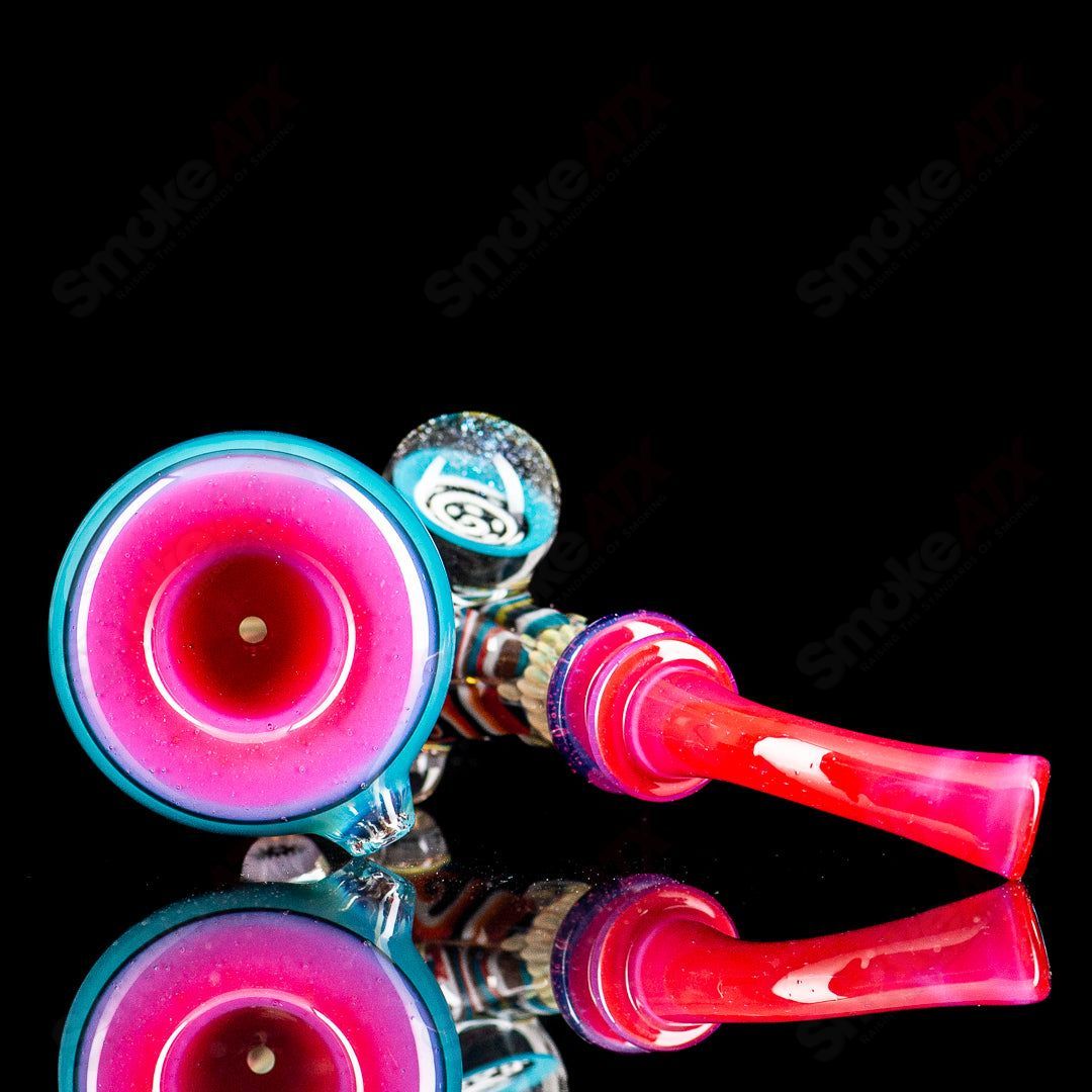 JMass NS Amora Pink Collab Sherlock glass featuring a pink design with a classic Sherlock shape and transparent glass detail.