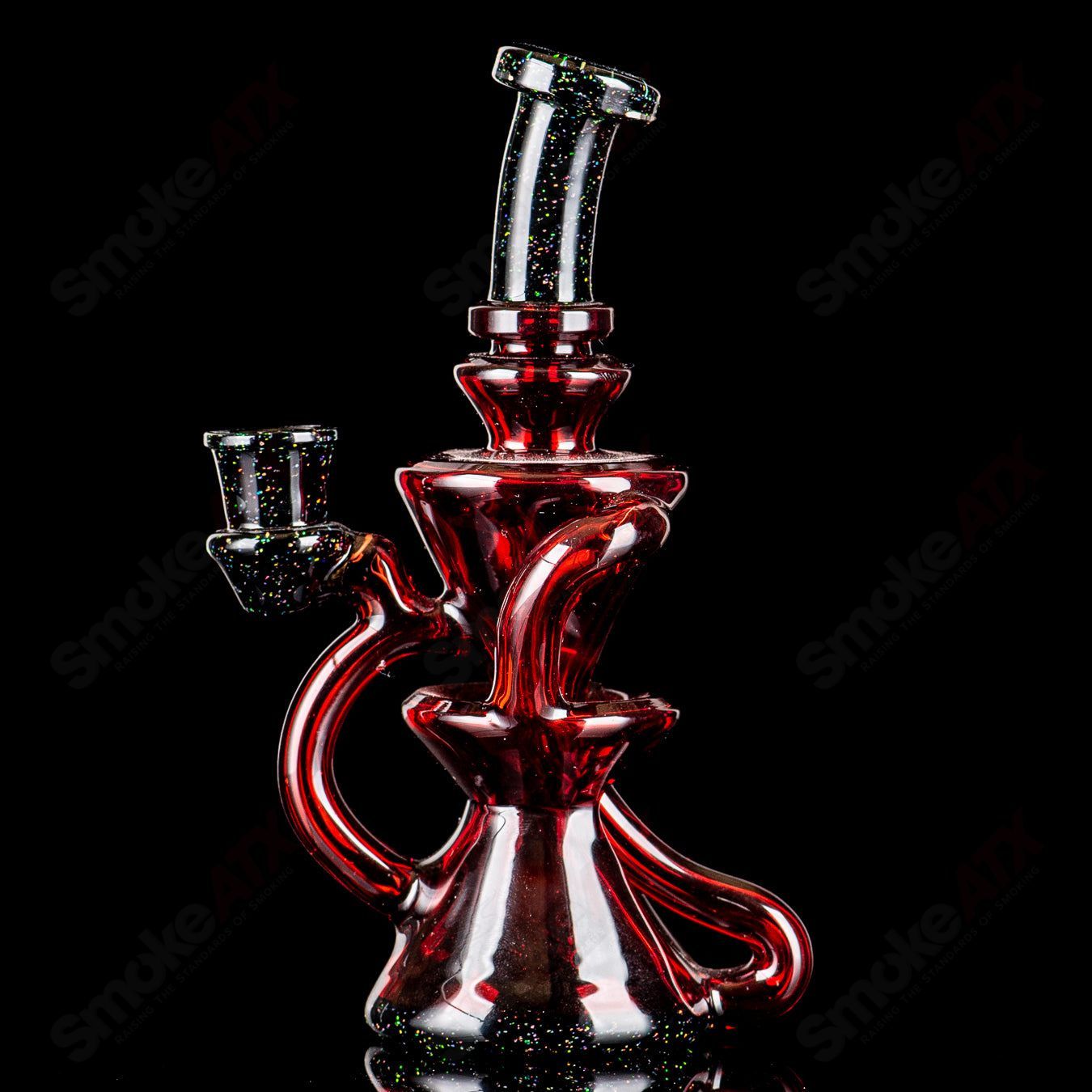 #1 Pomegranate & Black Crushed Opal Mini Recyler Captn Chronic - Smoke ATX