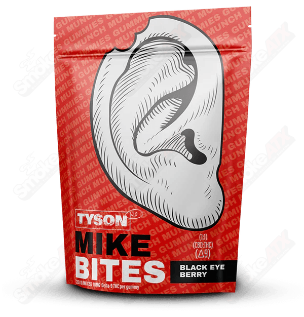 200mg Black Eye Berry 1:1 D9/CBD  Gummies Tyson 2.0 Mike Bites - Smoke ATX 
