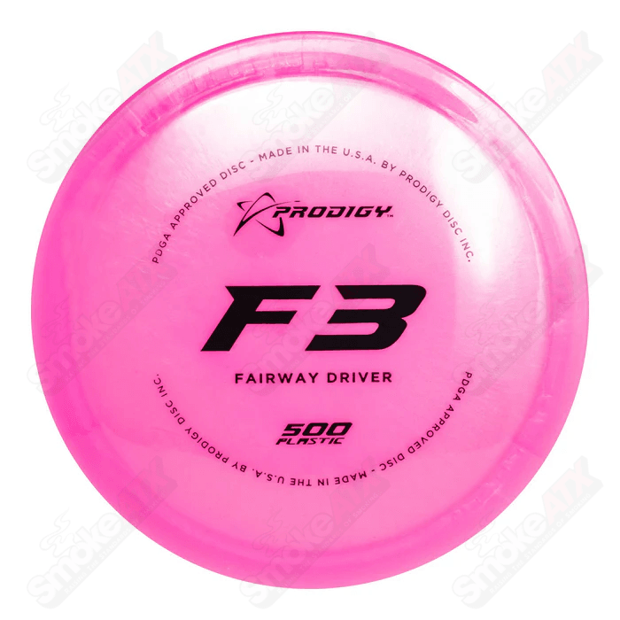 170-176g Pink F3 Fairway Driver Disc (Ring of Stars) - 500 Plastic Prodigy Disc - Smoke ATX 