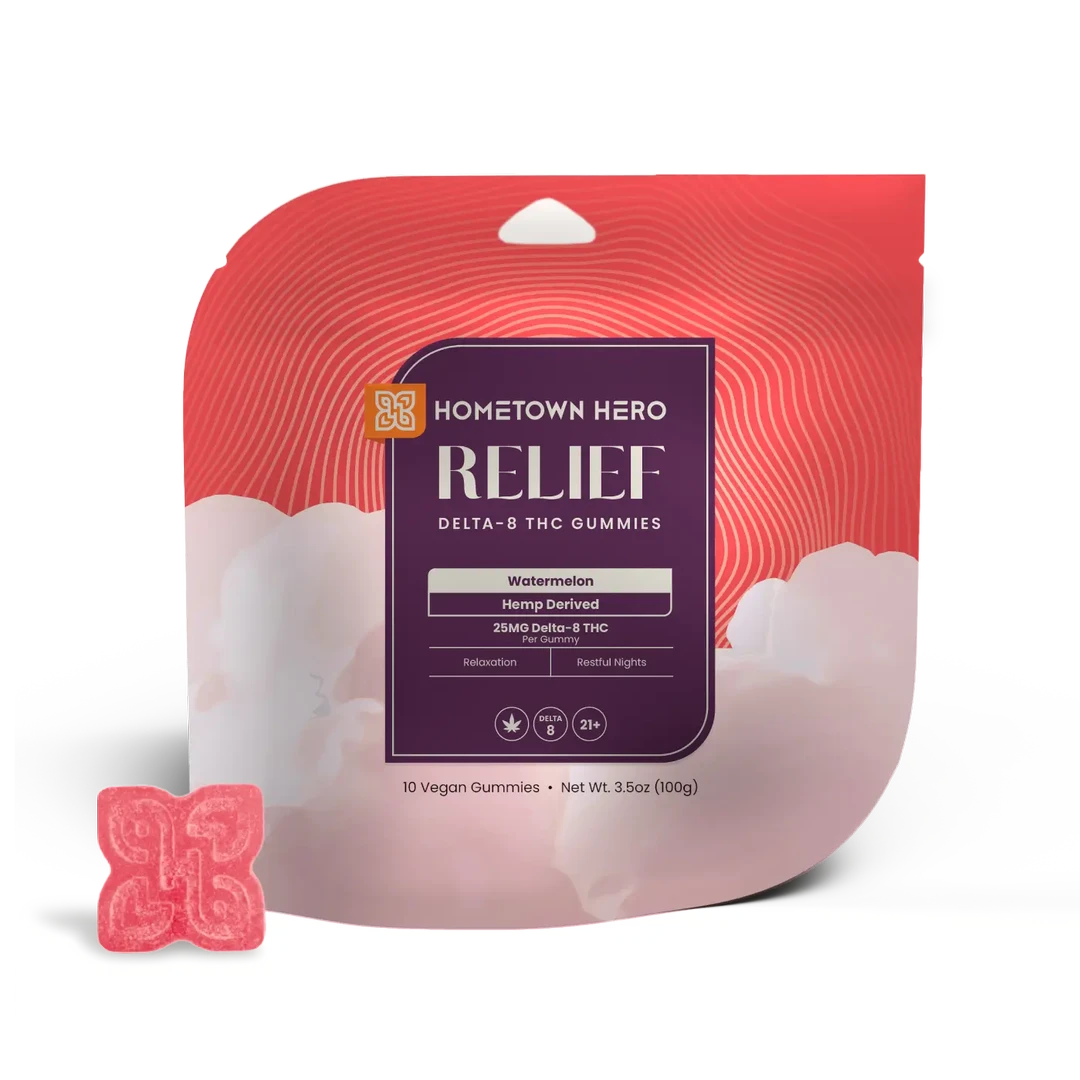 250mg Watermelon Delta 8 Relief Gummies Hometown Hero - Smoke ATX 