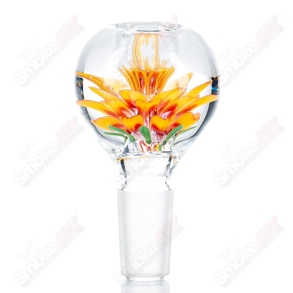 #4 14mm Flower Marble Bowl by Swan Glass - Smoke ATX