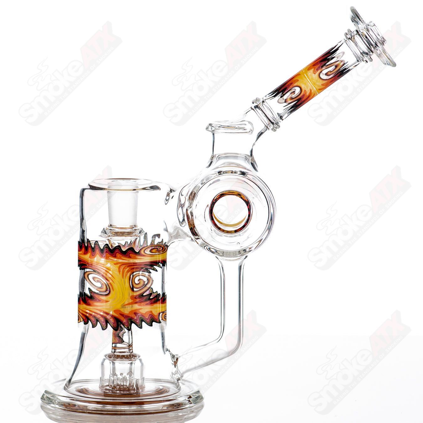 Fire Wig Wag  Dumper Recycler w Matching Spinner Cap by The Glass Carpenter - Smoke ATX