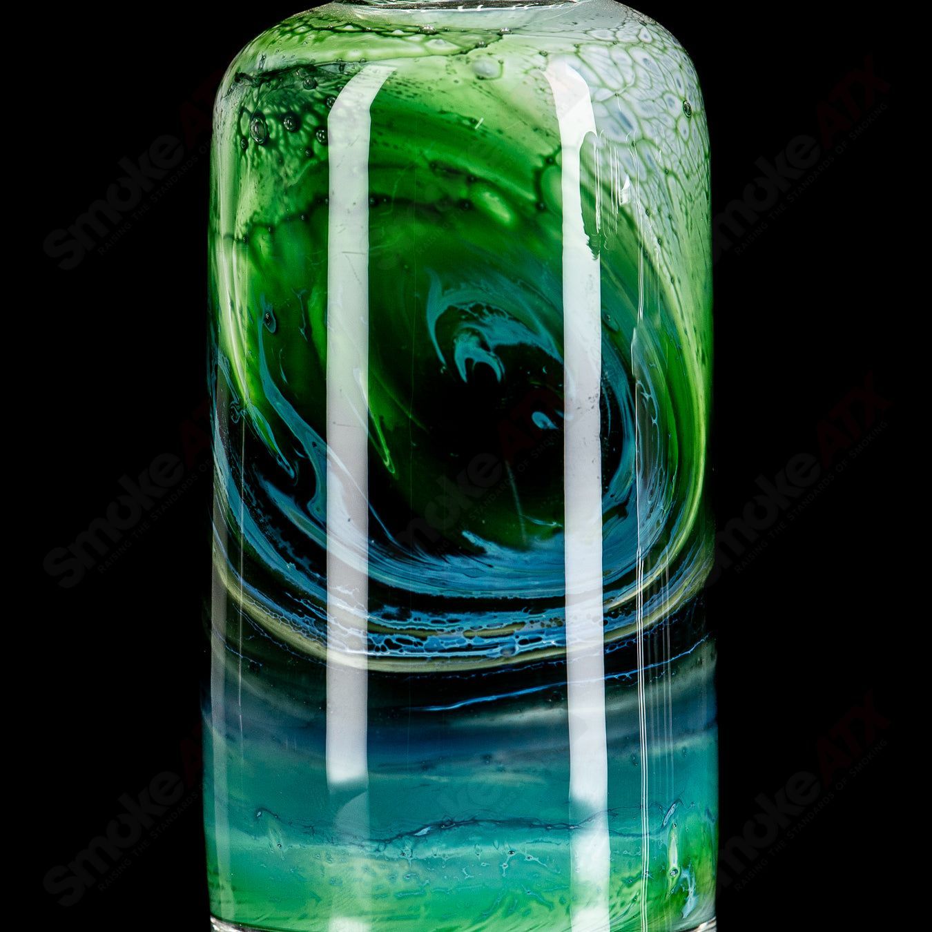 14" Green White Blue Fade Apolocoline Straight Tube w/14m Bowl by Dirty Rico Glass x Nobody Glass