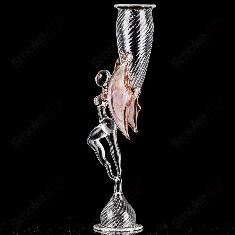 Fumed Scalloped Angel-Figurine Wine Flute Indo Glass - Smoke ATX