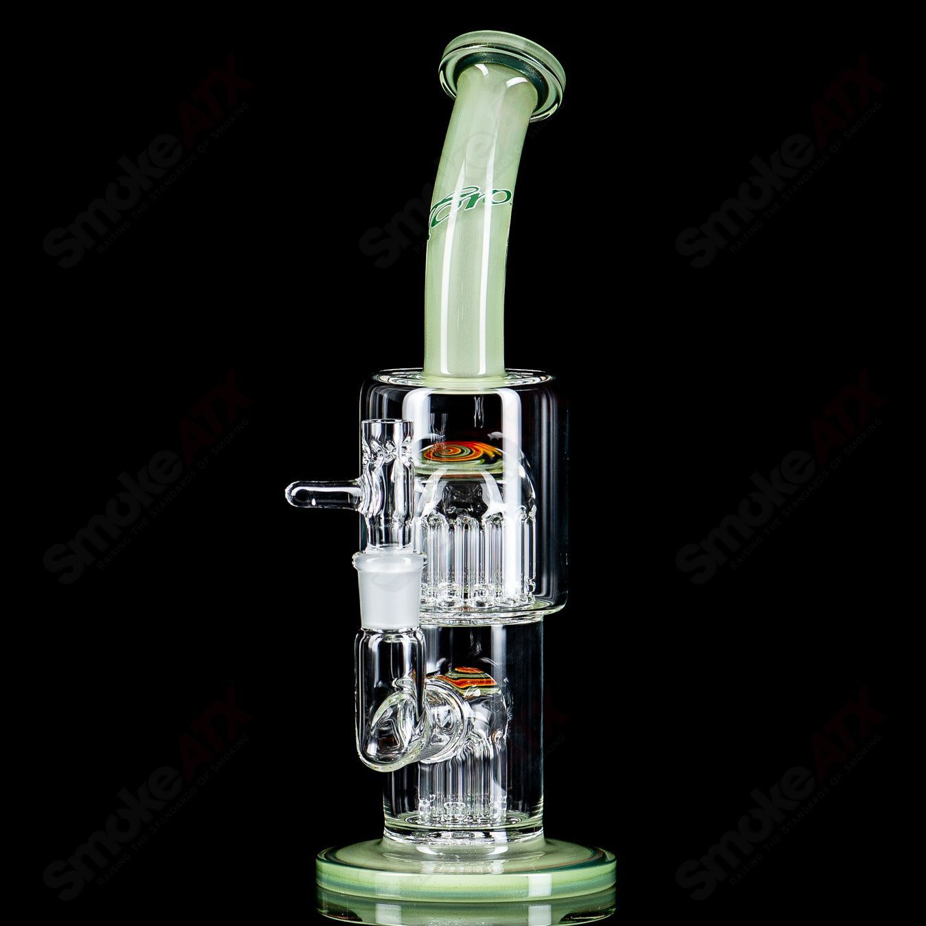 Double Micro 7/13 Arm Perc with color sections by Toro Glass - Smoke ATX 