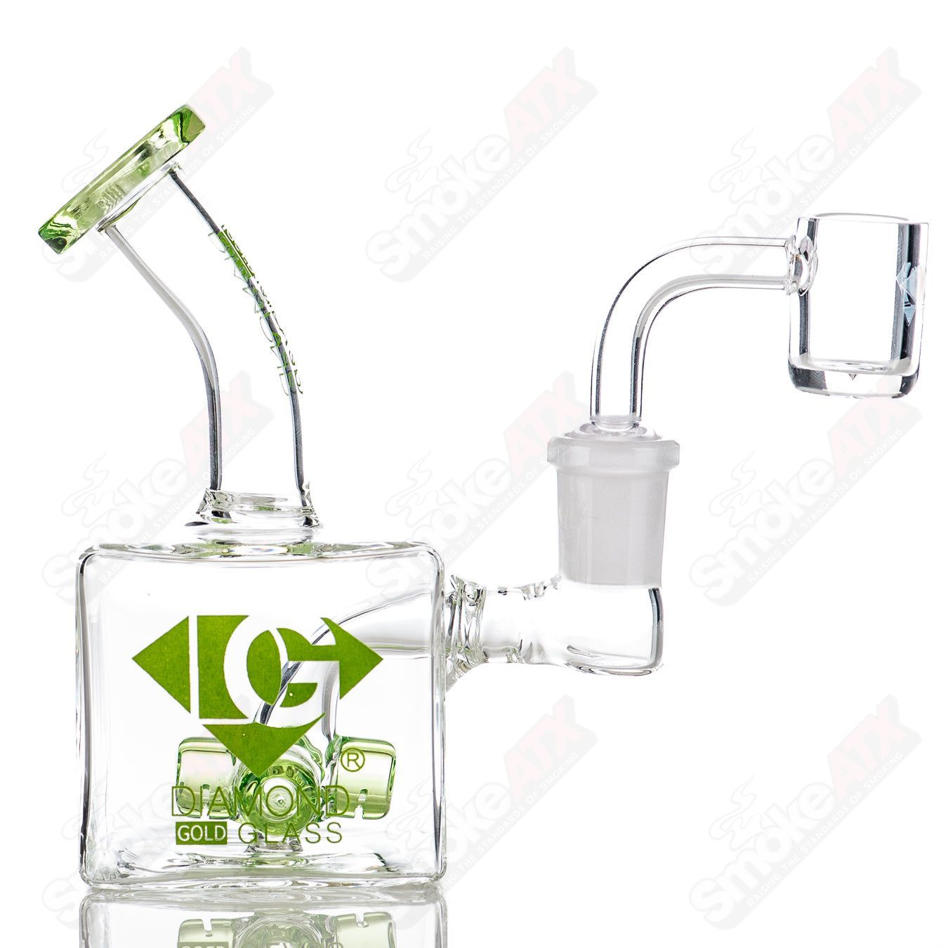 5" Cross Perc Mini Box-Rig Diamond Glass - Smoke ATX
