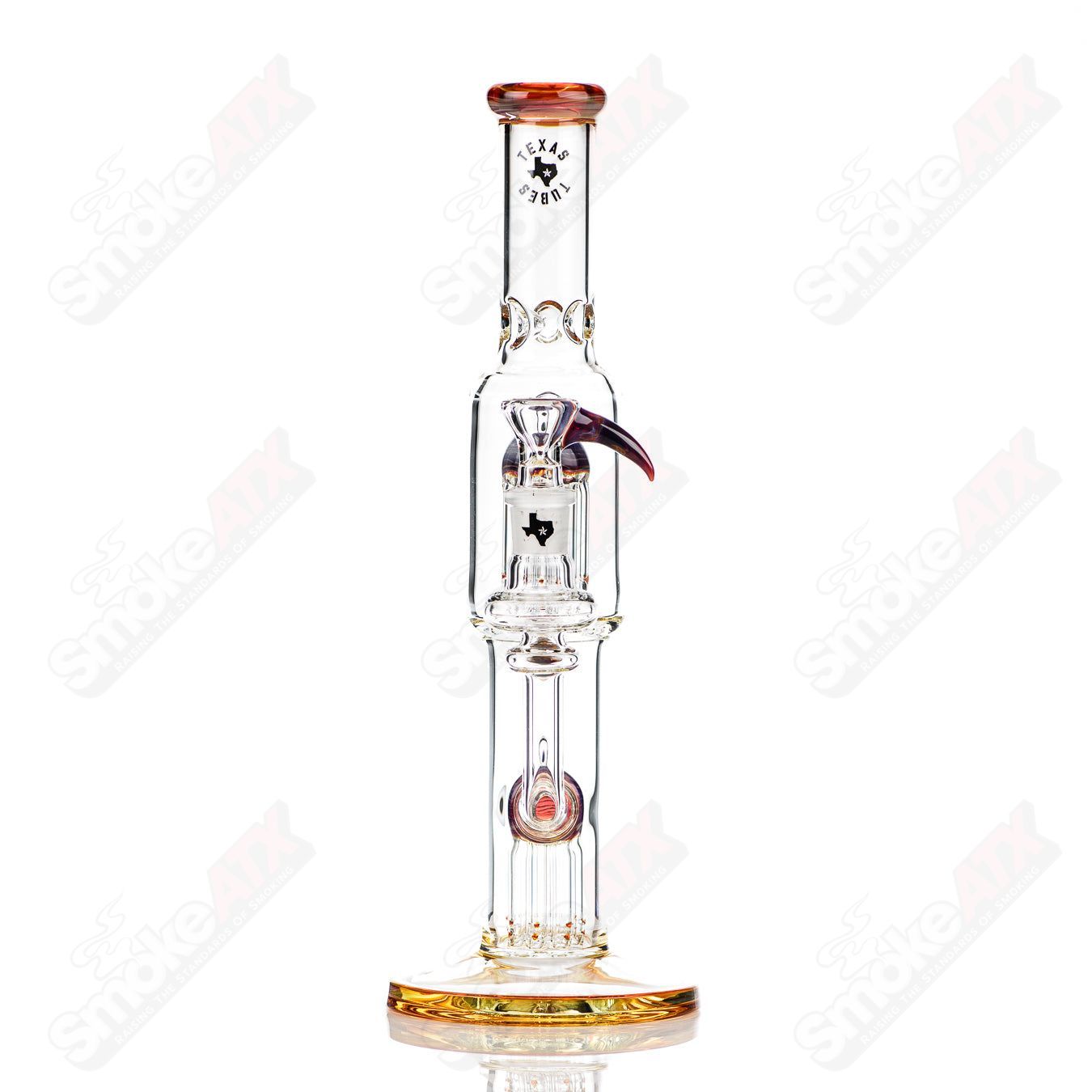 16in 18mm Twin 8 Arm (Amber Purple) Texas Tubes - Smoke ATX