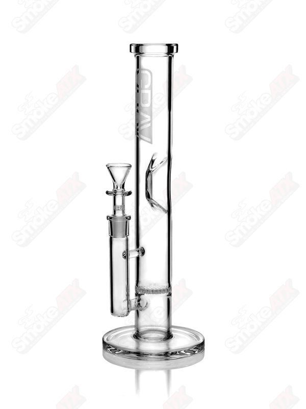 12" Medium Clear Disk Perc Straight Base Waterpipe Grav - Smoke ATX