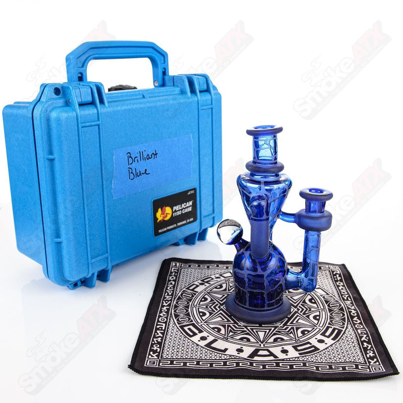 Brilliant Blue Single Color Double Up Rig Rooster Glass - Smoke ATX