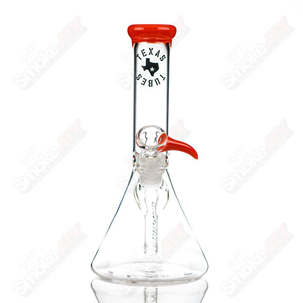 10in 14mm Color Accent Beaker (Orange Crayon) Texas Tubes - Smoke ATX