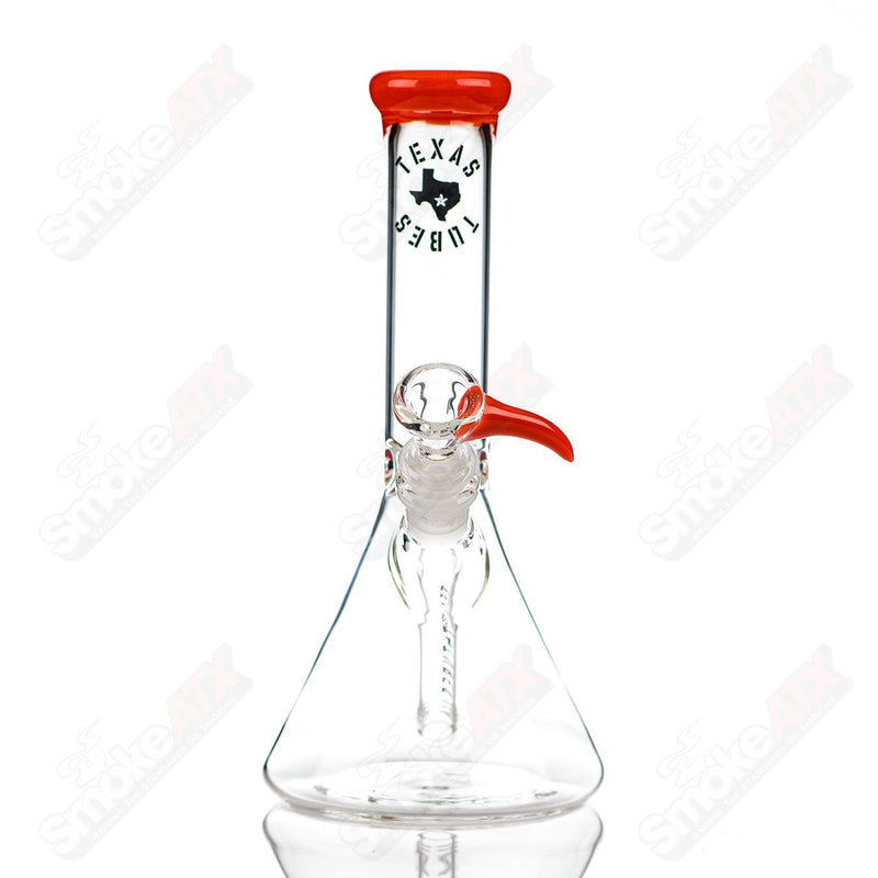 10in 14mm Color Accent Beaker (Orange Crayon) Texas Tubes - Smoke ATX