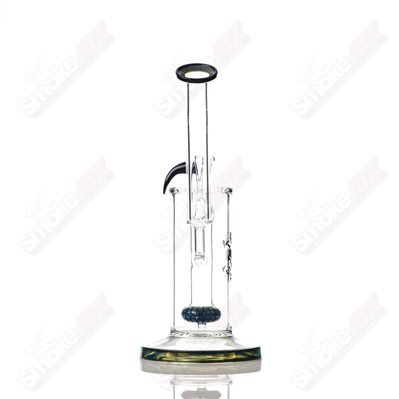 12in 18mm Showerhead Bubbler (Blue-Green) Texas Tubes - Smoke ATX