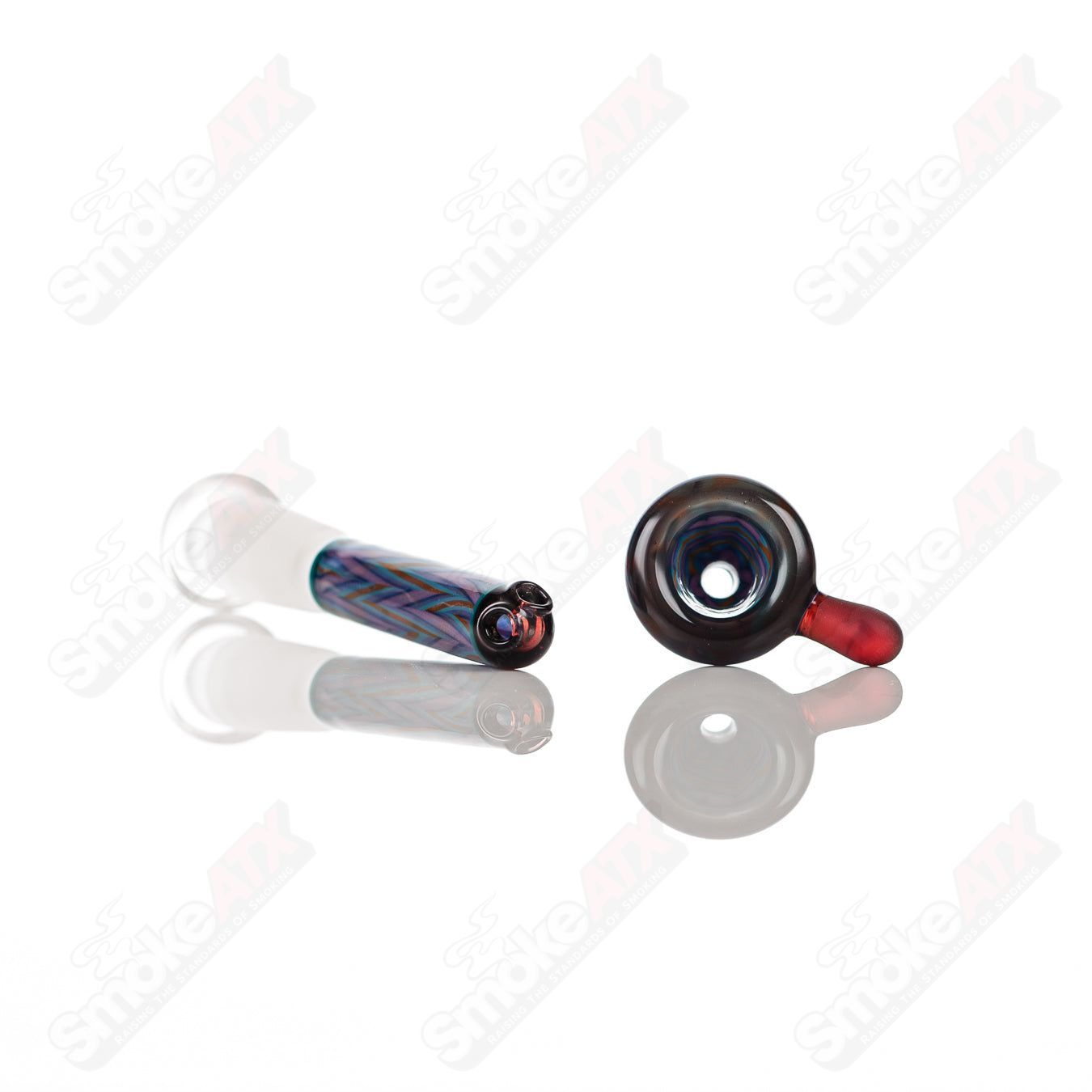 10mm Worked Cactus Waterpipe by Bird Dog & Sarita Glass - Smoke ATX