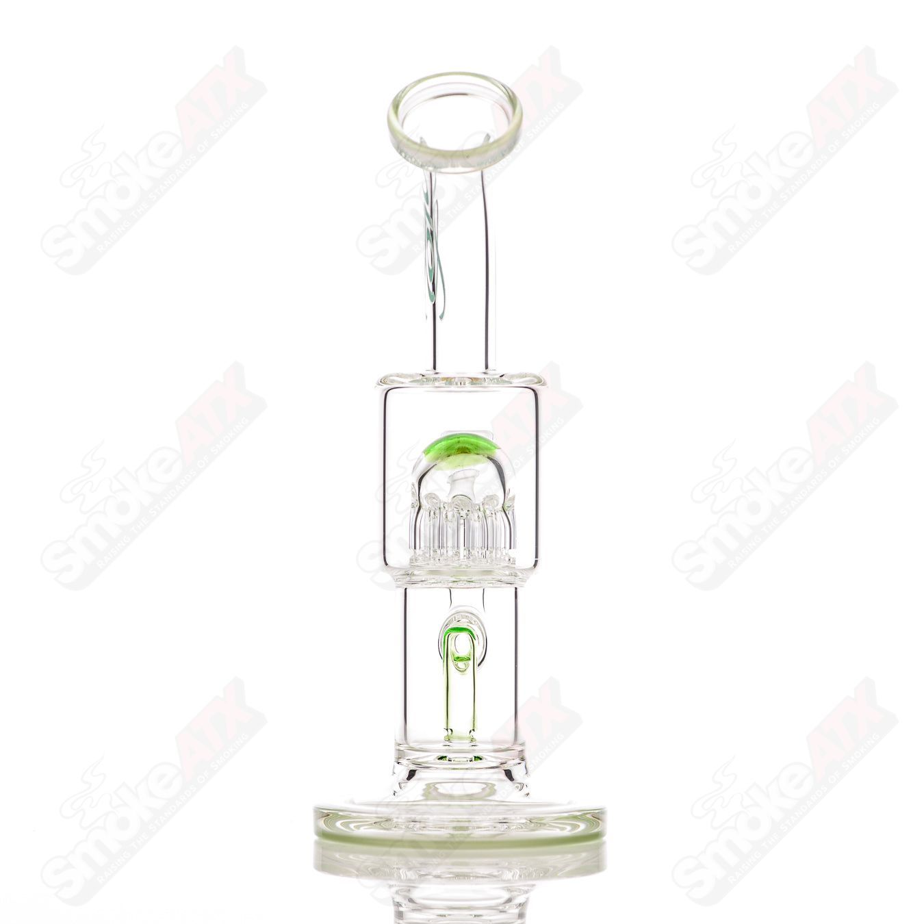 #1 Double Macro 8-Arm Tree w 2 Color Accent Foot/Mouthpiece Toro Glass - Smoke ATX
