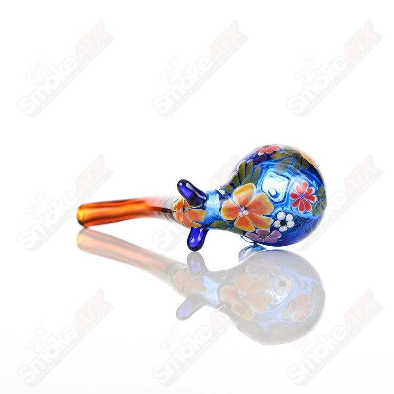 Cobalt Sherlock W/ Multi-Color Flowers by Sarita Glass - Smoke ATX