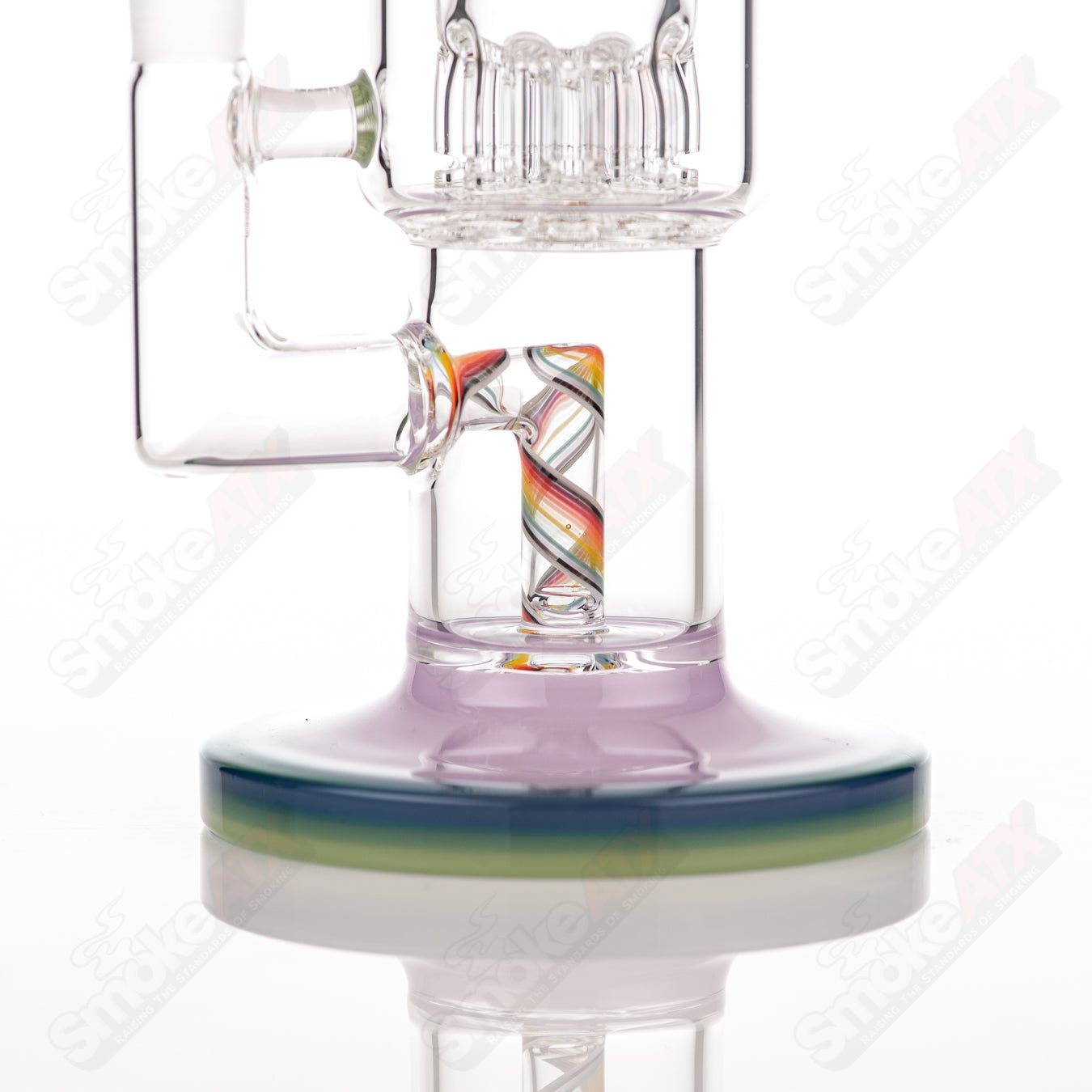 #1 Double Macro 8-Arm Tree w Full Color UV Accent Foot/Mouthpiece Toro Glass - Smoke ATX