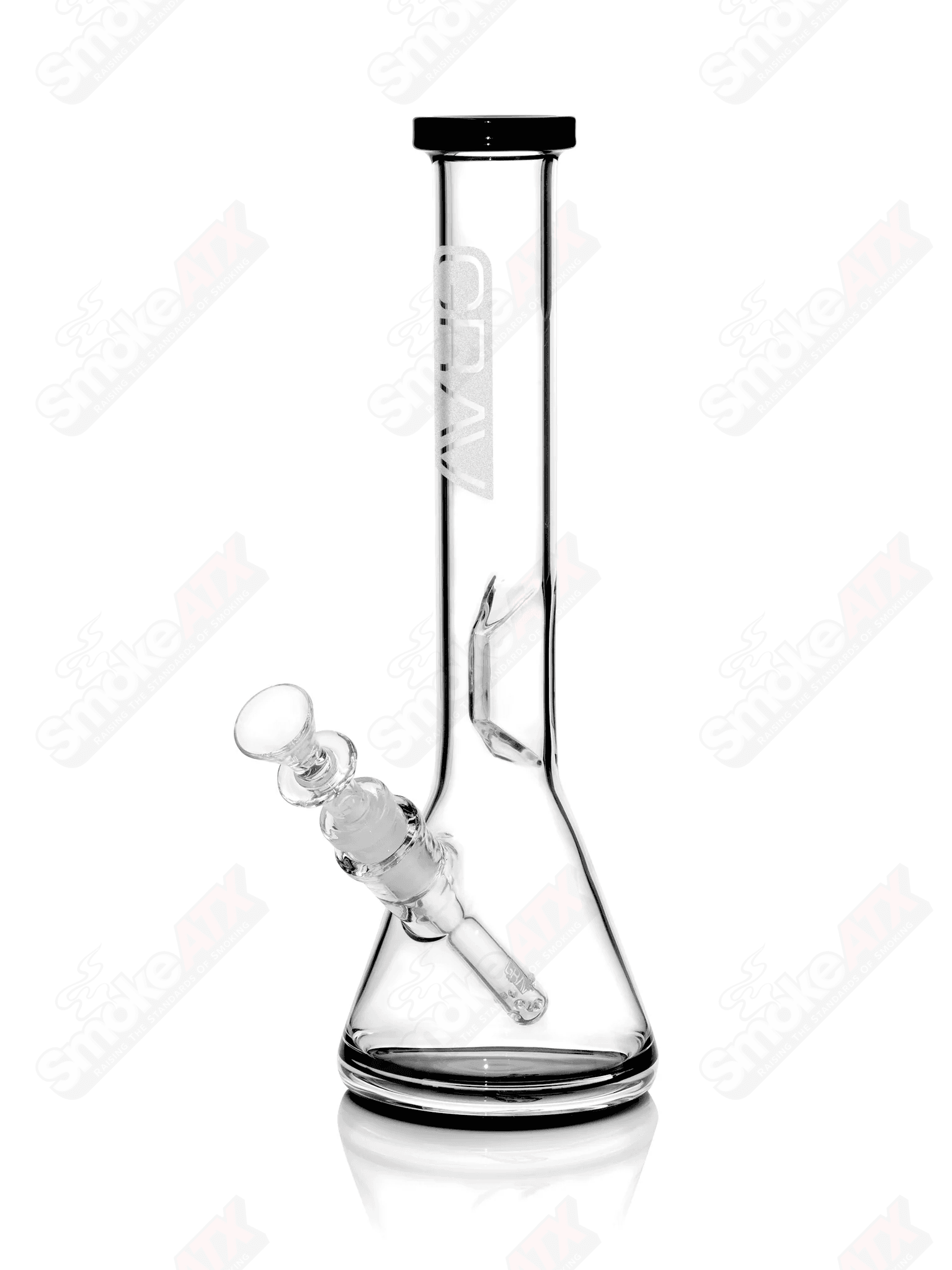12in Beaker Base Water Pipe w Black Accents Grav - Smoke ATX