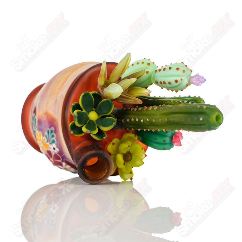 14mm Cactus Succulent Waterpipe Turtle Time x Sarita Glass - Smoke ATX