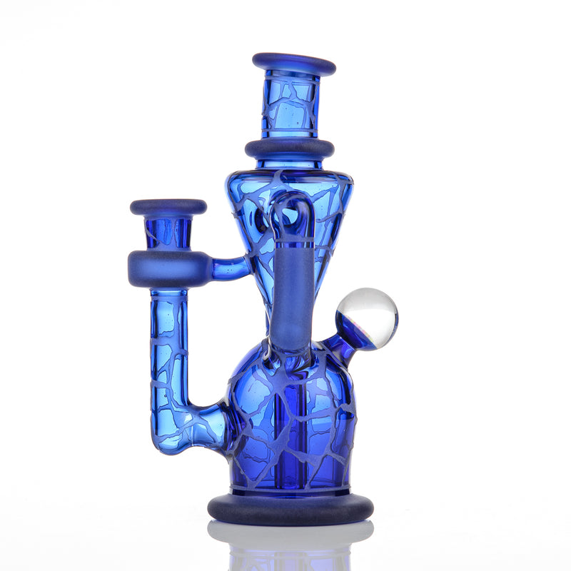 Brilliant Blue Single Color Double Up Rig Rooster Glass - Smoke ATX