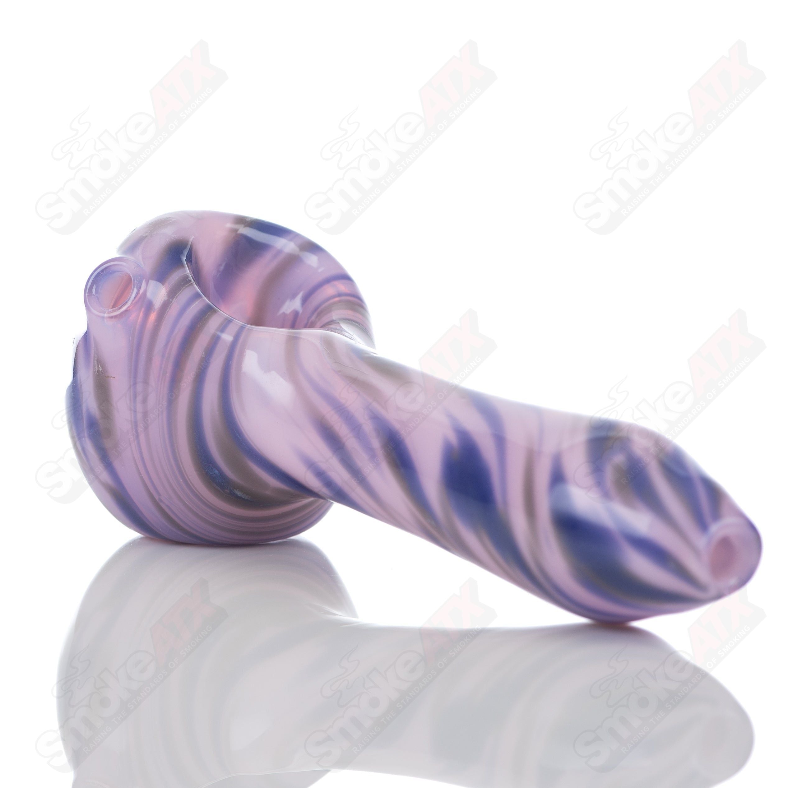 #4 Pink Splatter Spoon Pipe Adventures In Glass Blowing - Smoke ATX