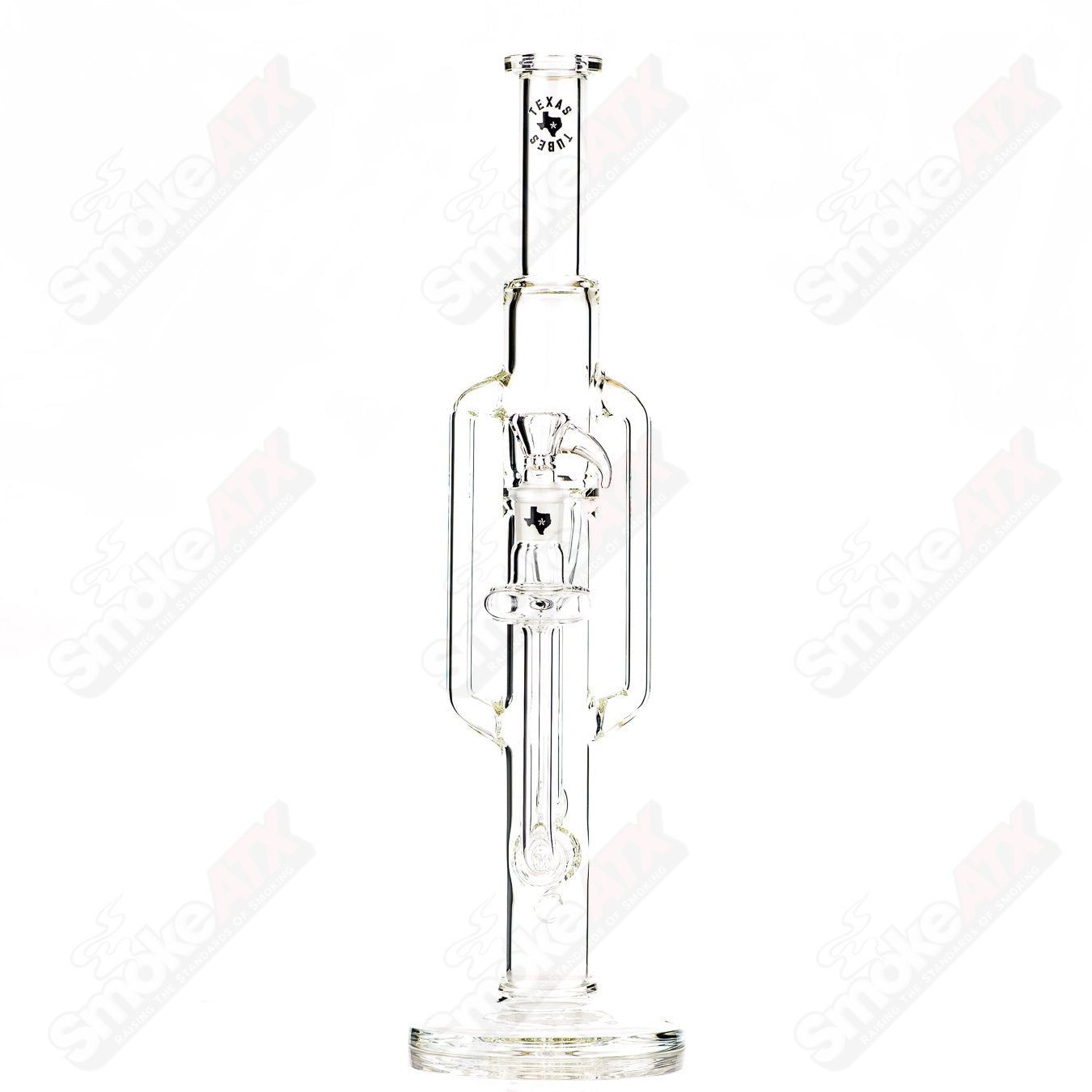 18in 18mm Twin Uptake Klein Recycler Texas Tubes - Smoke ATX