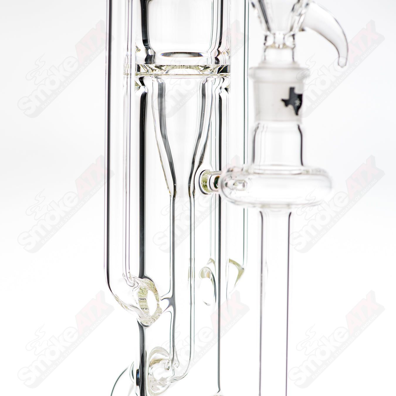18in 18mm Twin Uptake Klein Recycler Texas Tubes - Smoke ATX