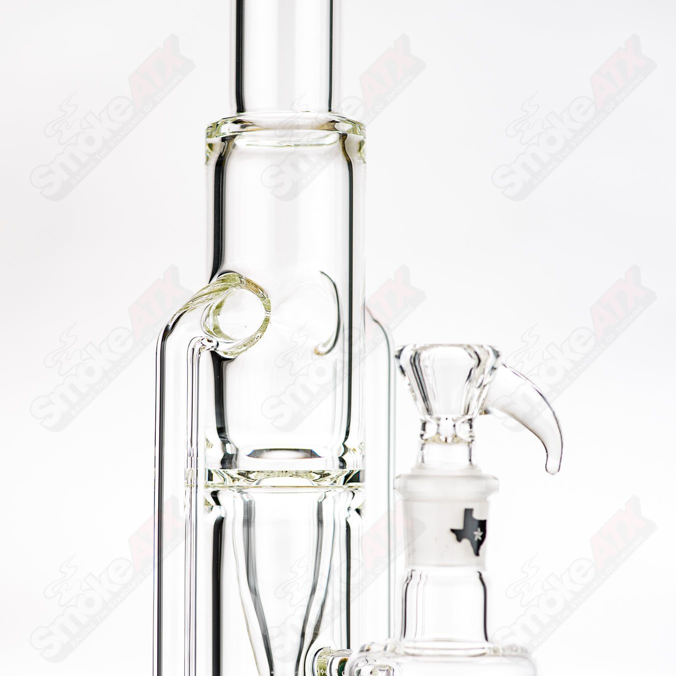 18in 18mm Twin Uptake Klein Recycler Texas Tubes - Smoke ATX