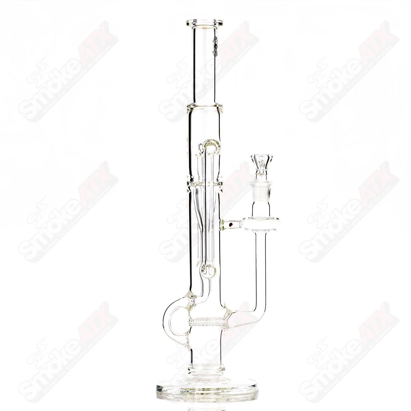 18in 18mm Twin Uptake Klein Recycler Texas Tubes - Smoke ATX