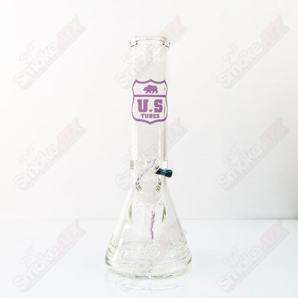 US Tubes Beaker 12" 55x5 - Constriction - Purple Shield Decal - Smoke ATX