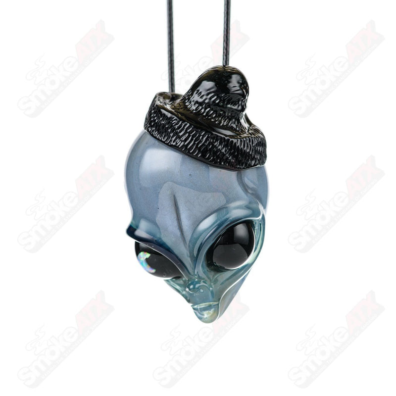 #1 Alien Pendant w Beanie - Ghost Glass